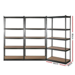 3x1.8M 5-Shelves Steel Warehouse Shelving Racking Garage Storage Rack Grey - Home & Garden > Storage