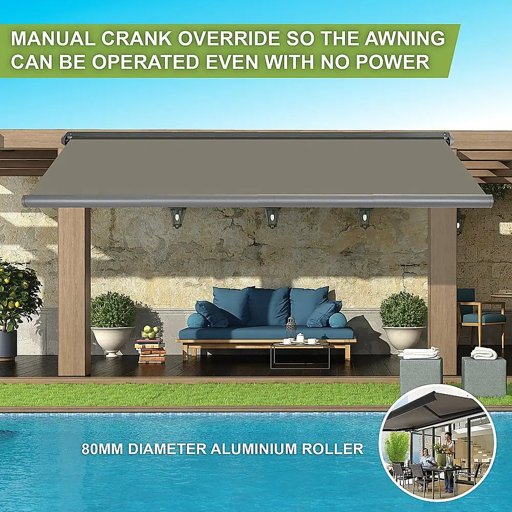 4.0m x 3.0m Retractable Folding Arm Awning Heavy Duty Full Cassette Motorised - Home & Garden > Shading