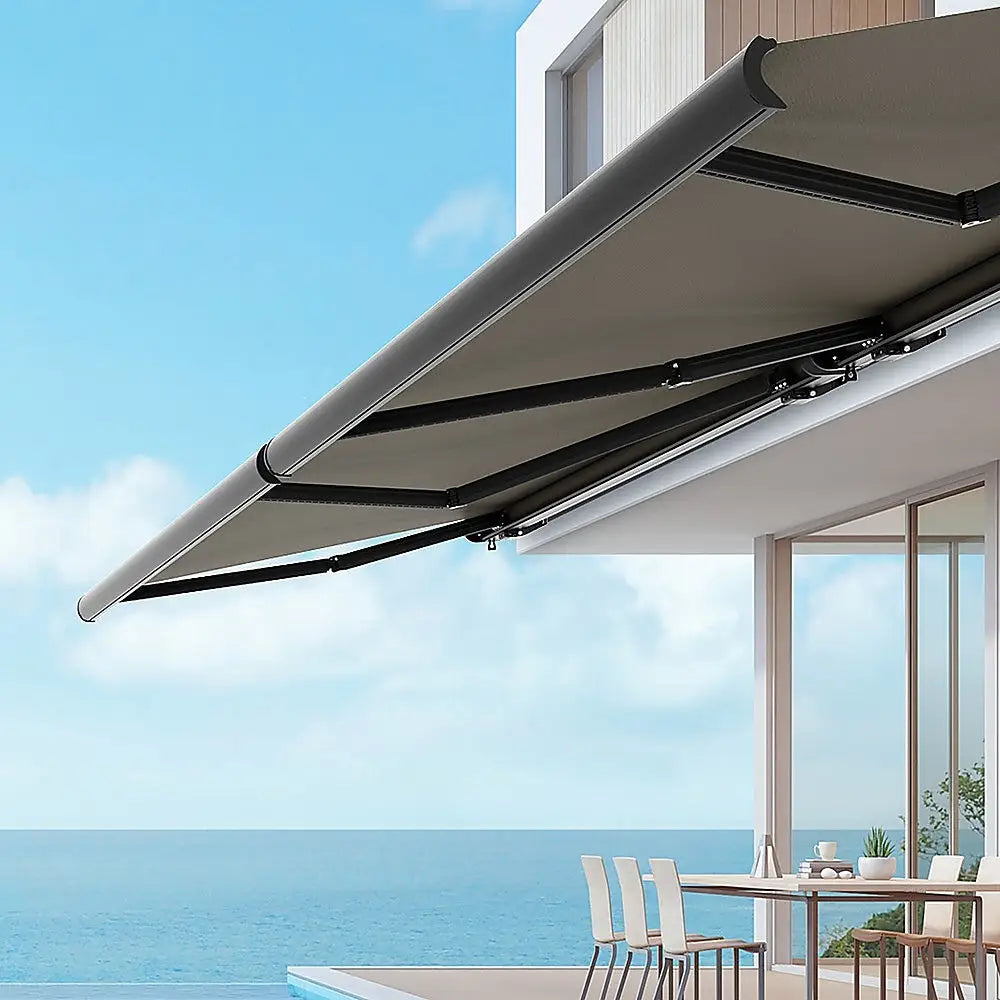 4.0m x 3.0m Retractable Folding Arm Awning Heavy Duty Full Cassette Motorised - Home & Garden > Shading