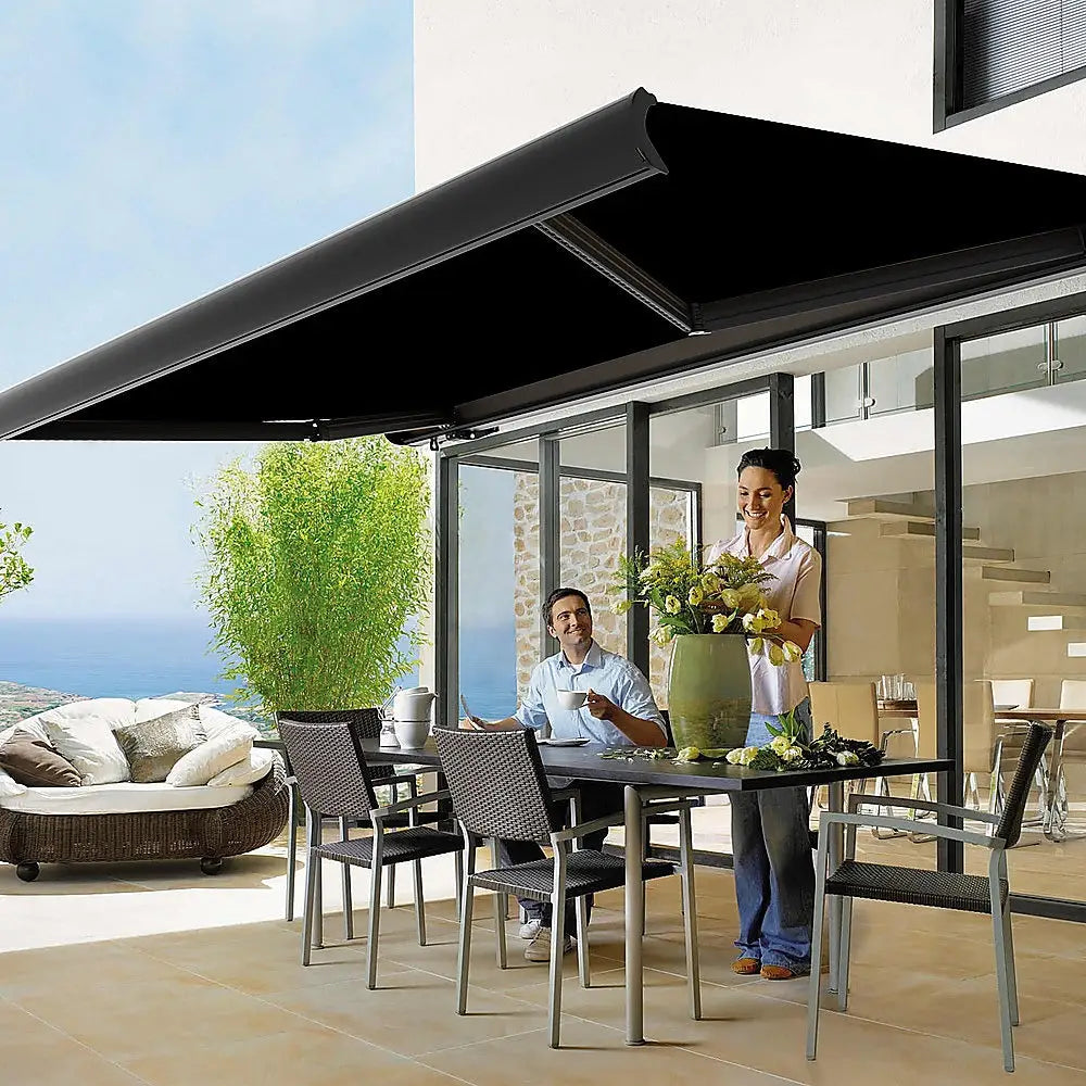 4.0m x 3.0m Retractable Folding Arm Awning Heavy Duty Full Cassette Motorised - Home & Garden > Shading