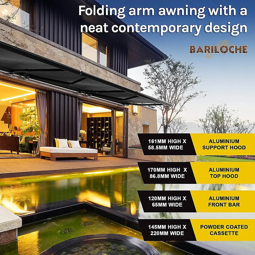 4.0m x 3.0m Retractable Folding Arm Awning Heavy Duty Full Cassette Motorised - Home & Garden > Shading