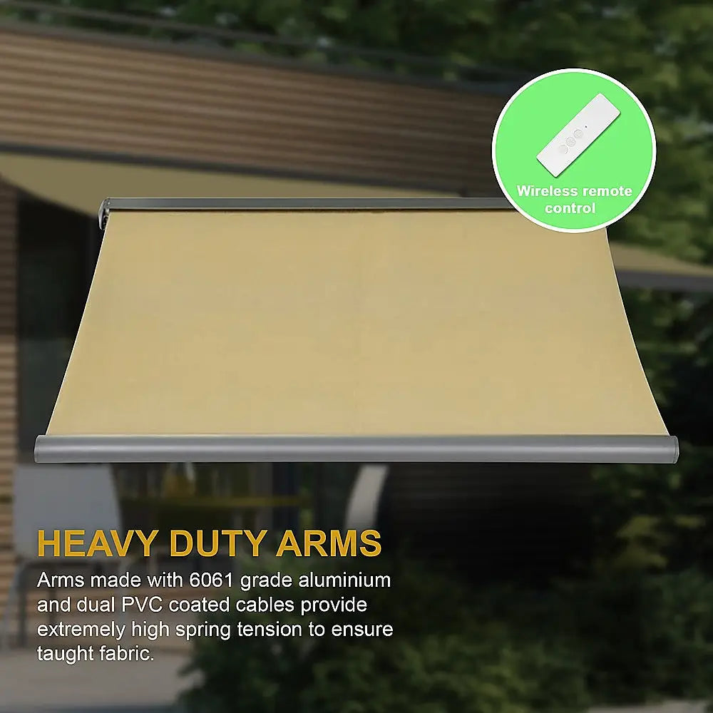 4.0m x 3.0m Retractable Folding Arm Awning Heavy Duty Full Cassette Motorised - Home & Garden > Shading
