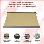 4.0m x 3.0m Retractable Folding Arm Awning Heavy Duty Full Cassette Motorised - Home & Garden > Shading
