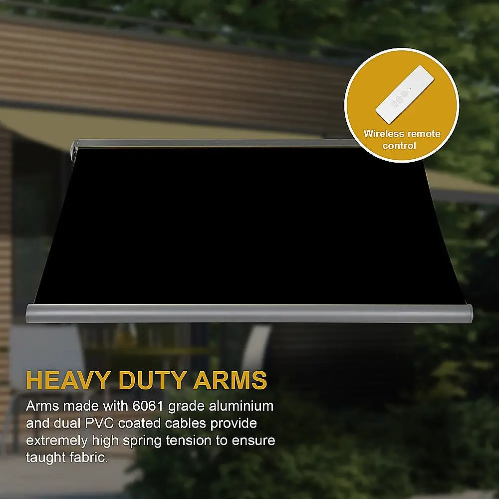 4.0m x 3.0m Retractable Folding Arm Awning Heavy Duty Full Cassette Motorised - Home & Garden > Shading