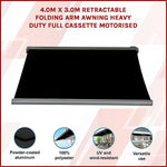 4.0m x 3.0m Retractable Folding Arm Awning Heavy Duty Full Cassette Motorised - Home & Garden > Shading