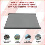 4.0m x 3.0m Retractable Folding Arm Awning Heavy Duty Full Cassette Motorised - Home & Garden > Shading