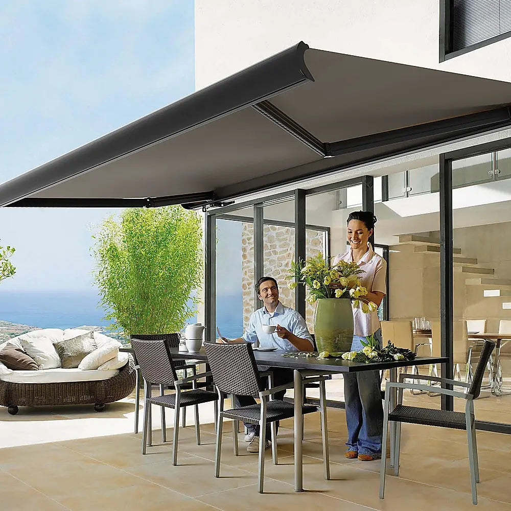 4.0m x 3.0m Retractable Folding Arm Awning Heavy Duty Full Cassette Motorised - Home & Garden > Shading