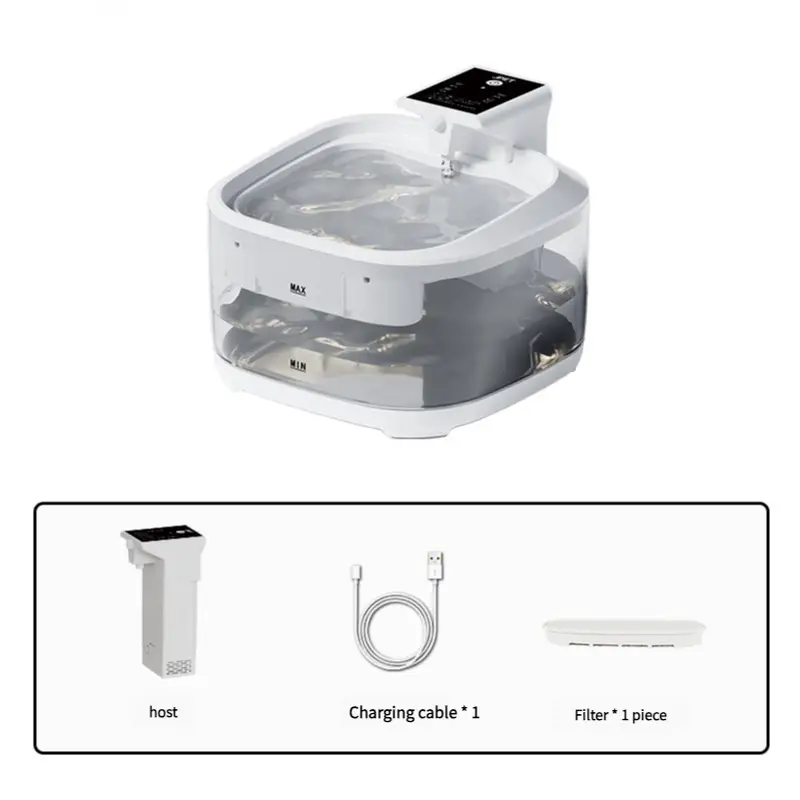 4.5L Smart Pet Water Fountain with Digital Display and Charging Cable – White Design - Pet Care > Cat Supplies > Cat