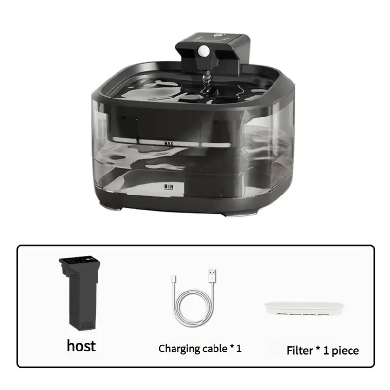 4.5L Smart Pet Water Fountain with Digital Display and Charging Cable – Black Design - Pet Care > Cat Supplies > Cat