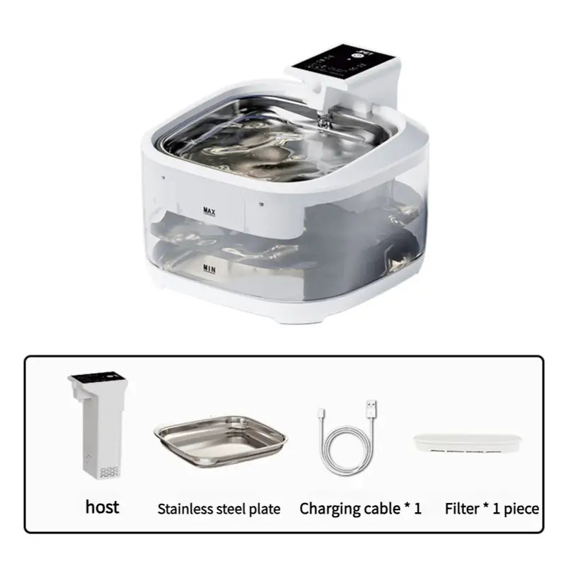 4.5L Upgraded Smart Pet Water Fountain with Stainless Steel Plate and Charging Cable – White Design - Pet Care > Cat
