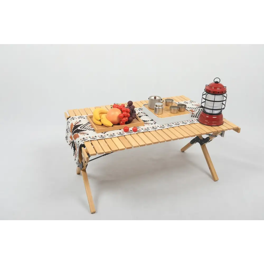 4 Chairs & 1 Table Set Bamboo Camping Folding Portable Outdoor Picnic Travel BBQ - Outdoor Recreation > Camping > Camp