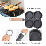 4 Cup Cast Iron Egg Frying Pan Divided Egg Skillet Pan Fried Egg Pan Cooker Pancake Egg Fryer - Home & Garden >