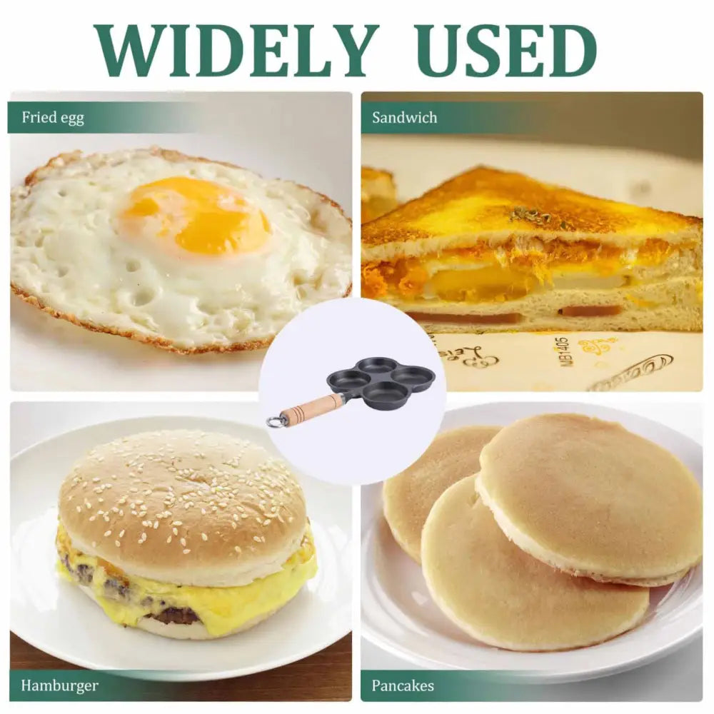 4 Cup Cast Iron Egg Frying Pan Divided Egg Skillet Pan Fried Egg Pan Cooker Pancake Egg Fryer - Home & Garden >