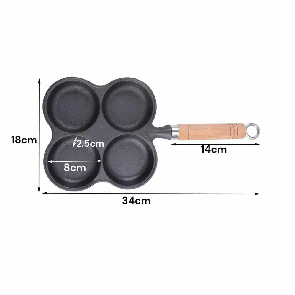 4 Cup Cast Iron Egg Frying Pan Divided Egg Skillet Pan Fried Egg Pan Cooker Pancake Egg Fryer - Home & Garden >