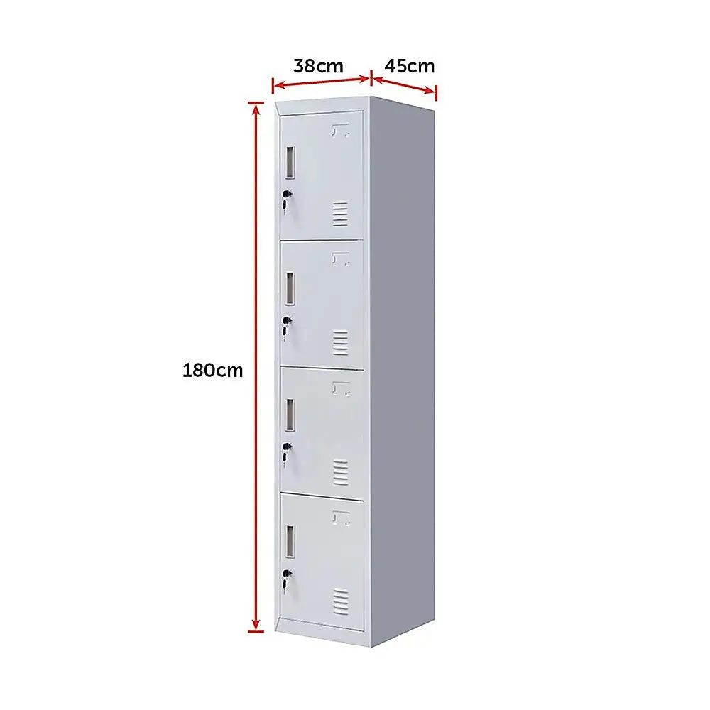 4-Door Vertical Locker for Office Gym Shed School Home Storage - Furniture > Office