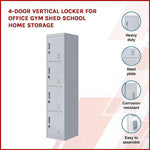 4-Door Vertical Locker for Office Gym Shed School Home Storage - Furniture > Office