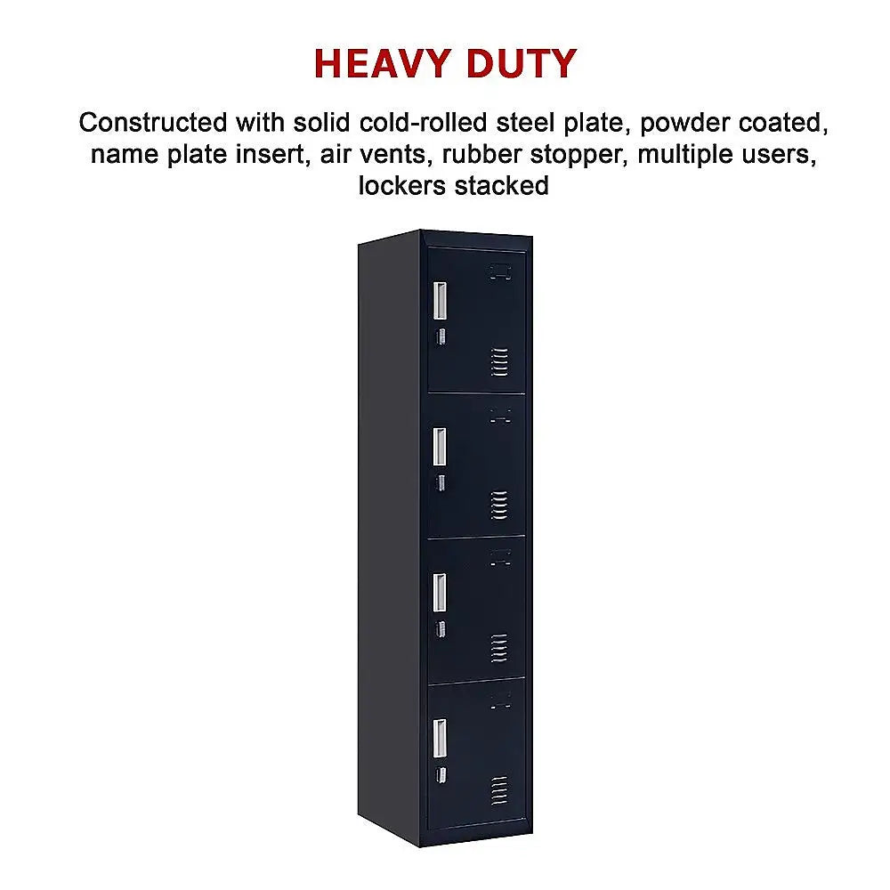4-Door Vertical Locker for Office Gym Shed School Home Storage - Furniture > Office