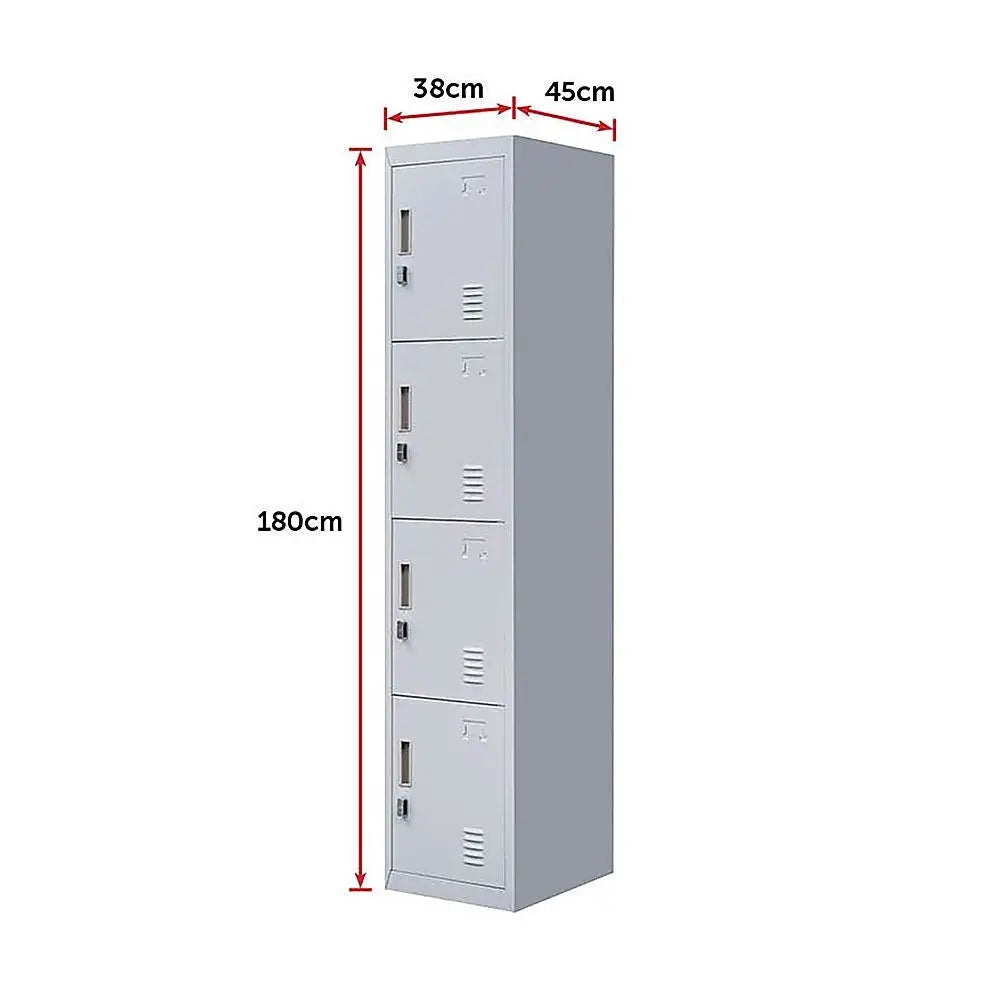 4-Door Vertical Locker for Office Gym Shed School Home Storage - Furniture > Office