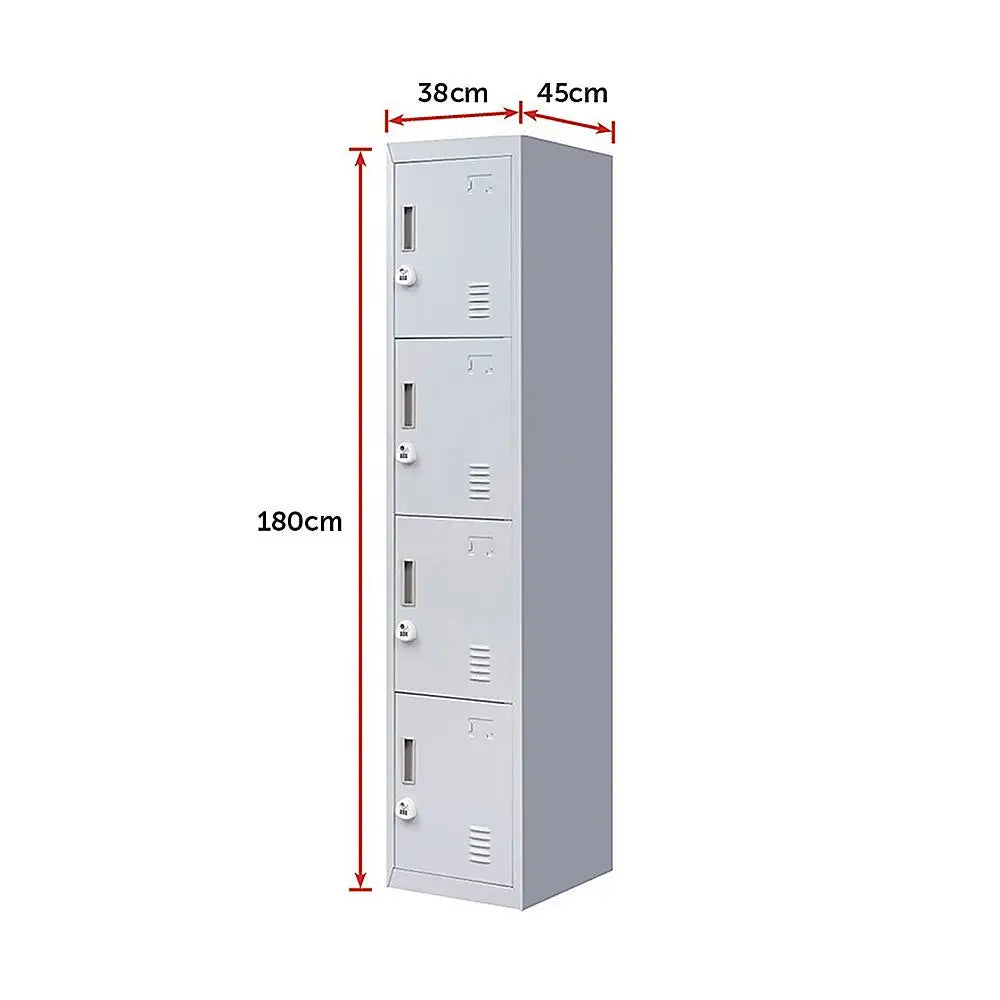 4-Door Vertical Locker for Office Gym Shed School Home Storage - Furniture > Office