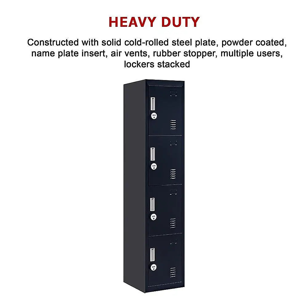 4-Door Vertical Locker for Office Gym Shed School Home Storage - Furniture > Office