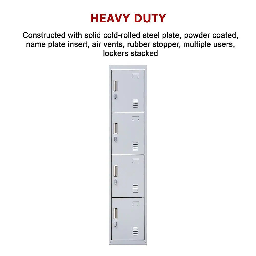 4-Door Vertical Locker for Office Gym Shed School Home Storage - Furniture > Office