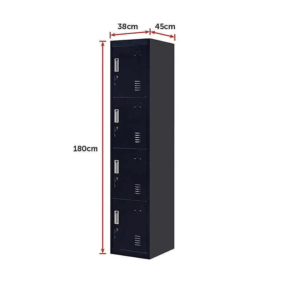 4-Door Vertical Locker for Office Gym Shed School Home Storage - Furniture > Office