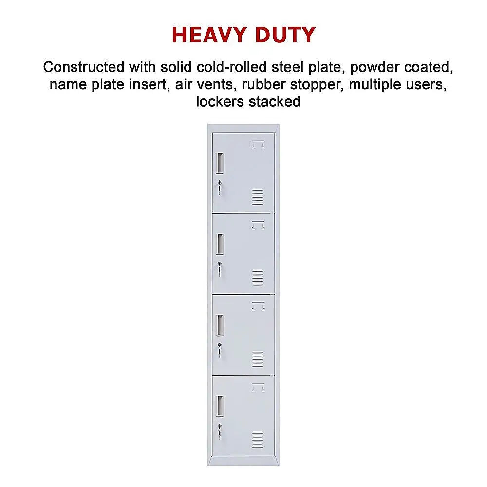 4-Door Vertical Locker for Office Gym Shed School Home Storage - Furniture > Office