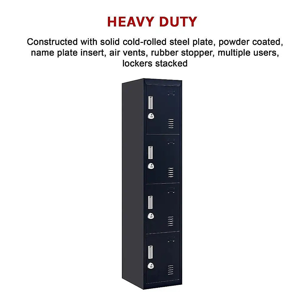 4-Door Vertical Locker for Office Gym Shed School Home Storage - Furniture > Office