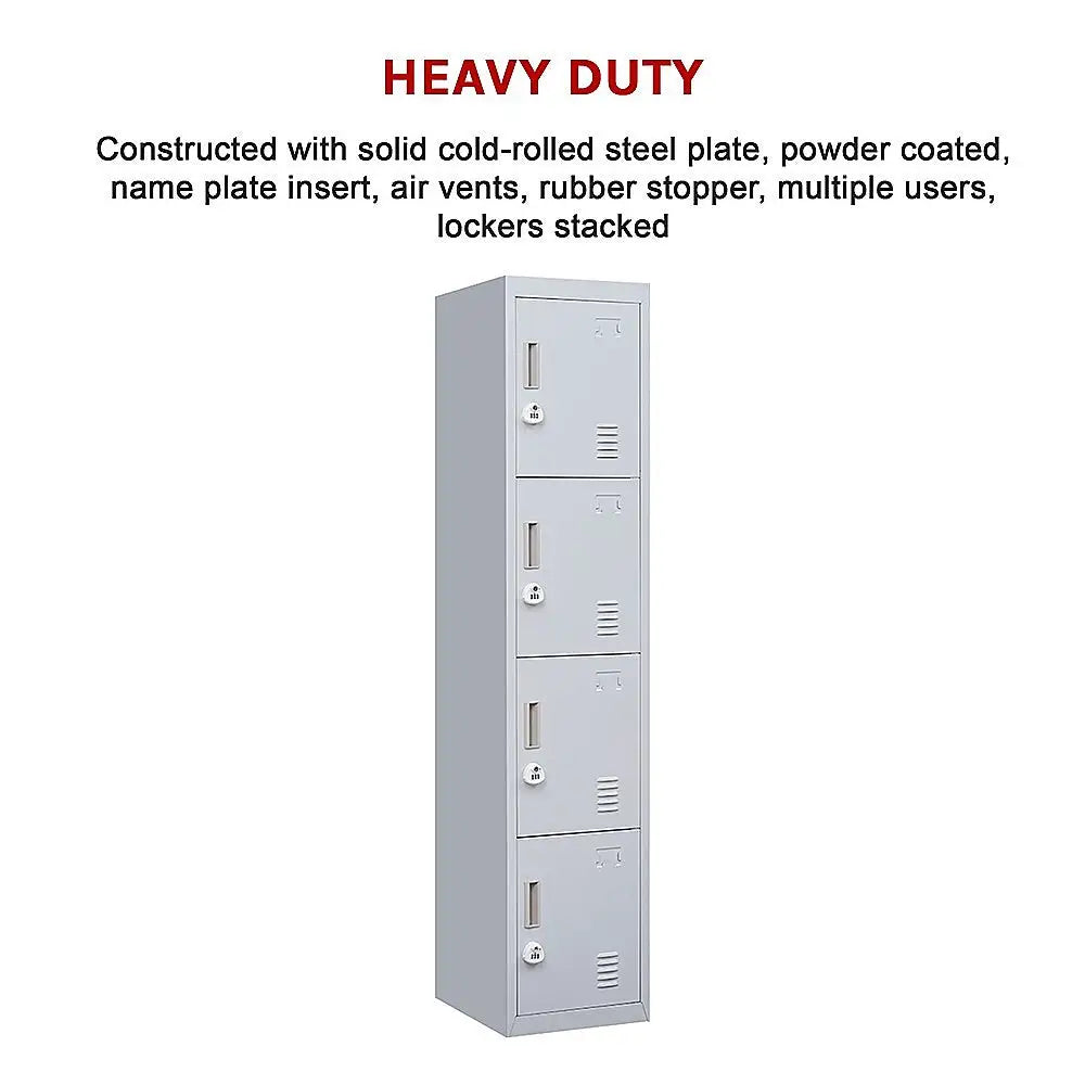 4-Door Vertical Locker for Office Gym Shed School Home Storage - Furniture > Office