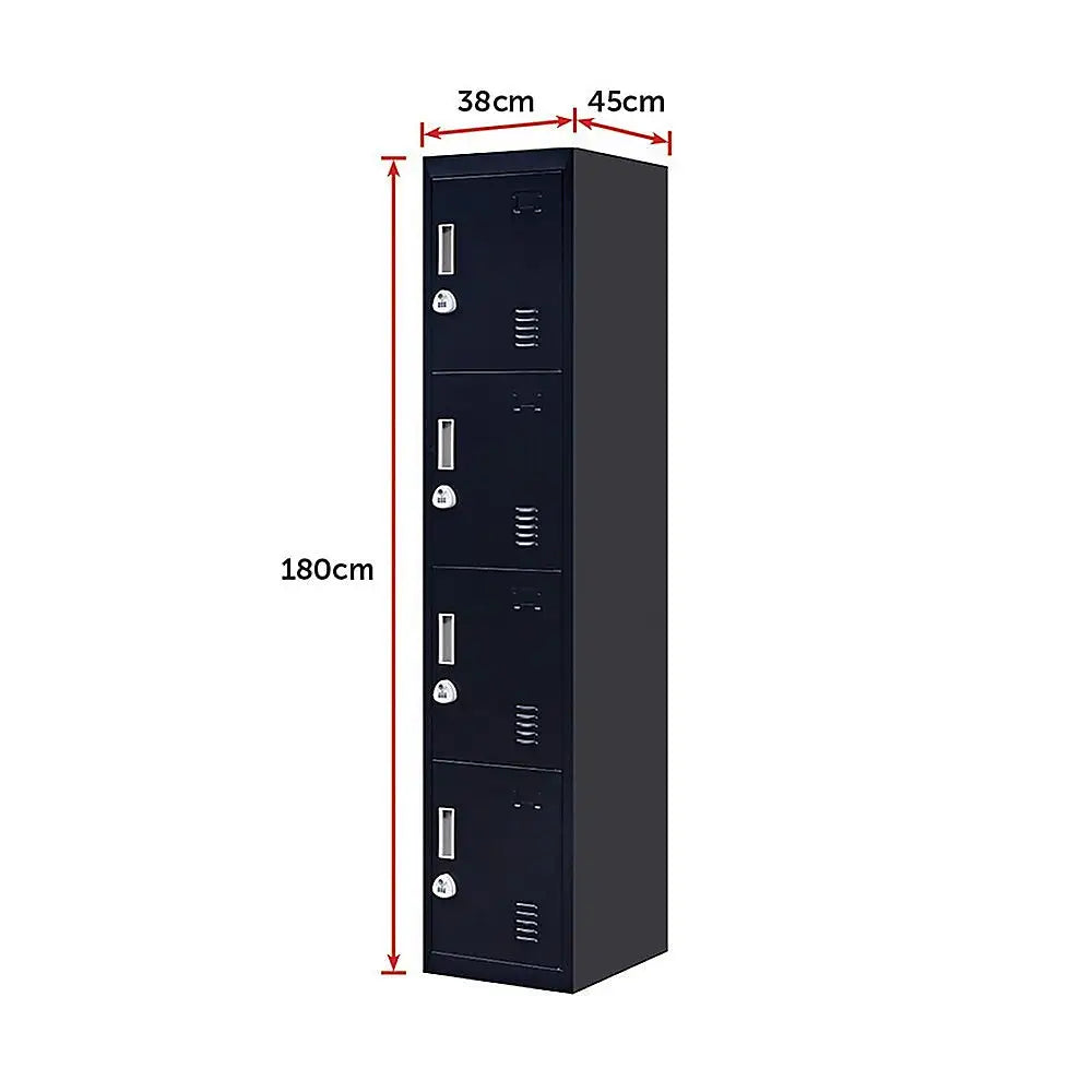 4-Door Vertical Locker for Office Gym Shed School Home Storage - Furniture > Office