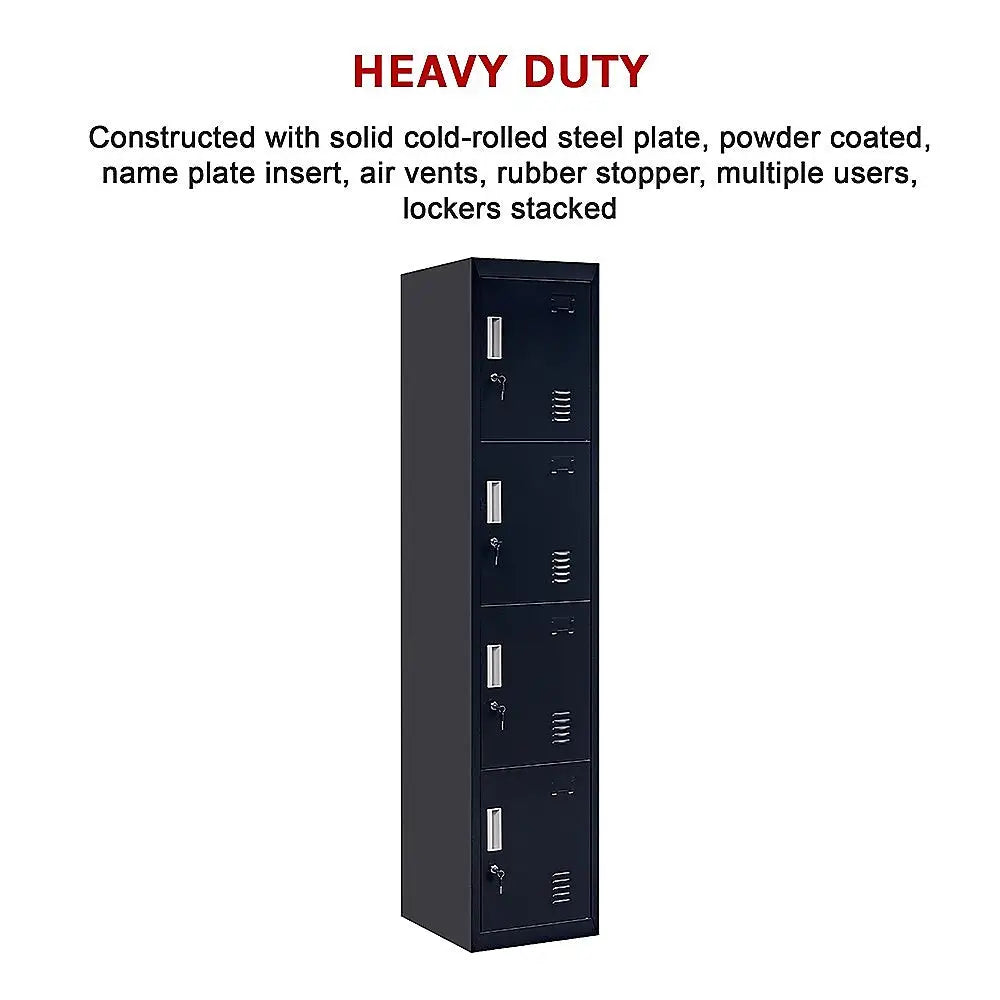 4-Door Vertical Locker for Office Gym Shed School Home Storage - Furniture > Office