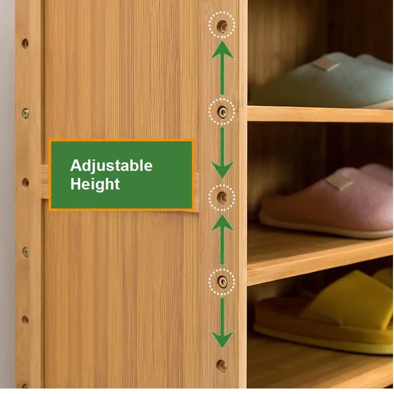 4 Doors 6 Tier without Drawer Tier Bamboo Large Capacity Storage Hallway Shelf Shoe Rack Cabinet - Home & Garden >