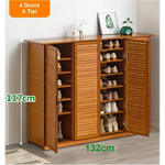4 Doors 6 Tier without Drawer Tier Bamboo Large Capacity Storage Hallway Shelf Shoe Rack Cabinet - Home & Garden >