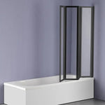 4 Fold Black Folding Bath Shower Screen Door Panel 1000 x 1400mm - Furniture > Bathroom > Shower Heads & Screens