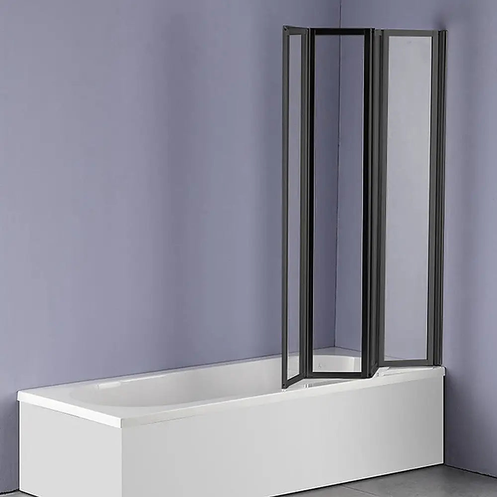 4 Fold Black Folding Bath Shower Screen Door Panel 1000 x 1400mm - Furniture > Bathroom > Shower Heads & Screens