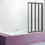 4 Fold Black Folding Bath Shower Screen Door Panel 1000 x 1400mm - Furniture > Bathroom > Shower Heads & Screens