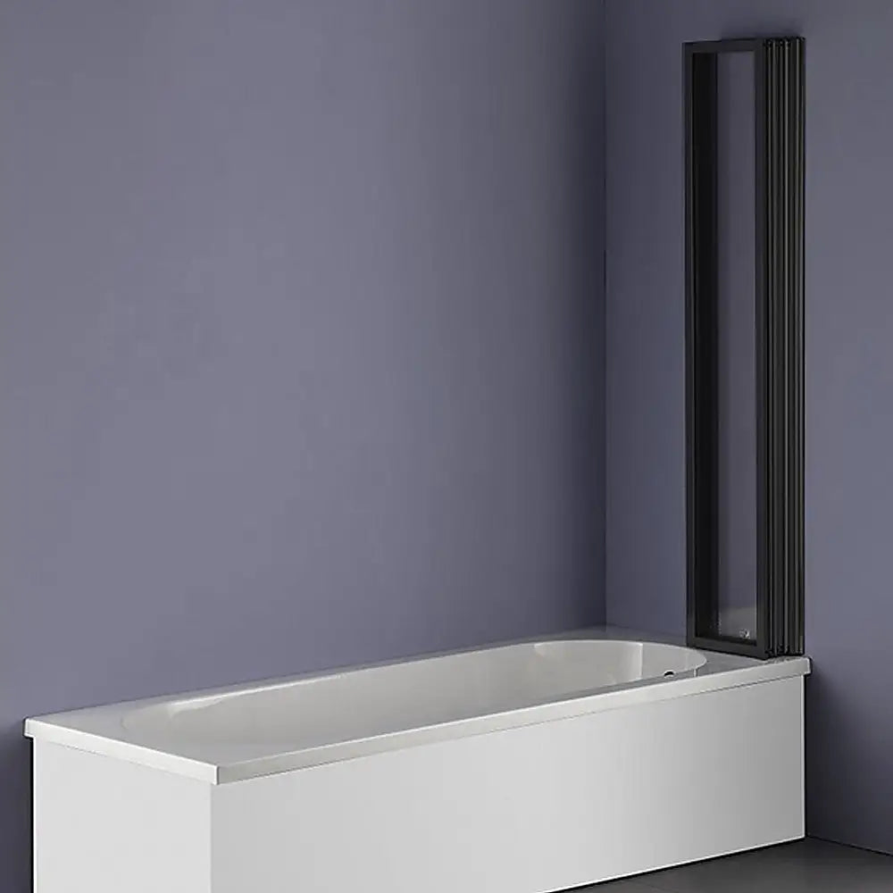 4 Fold Black Folding Bath Shower Screen Door Panel 1000 x 1400mm - Furniture > Bathroom > Shower Heads & Screens