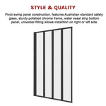 4 Fold Black Folding Bath Shower Screen Door Panel 1000 x 1400mm - Furniture > Bathroom > Shower Heads & Screens
