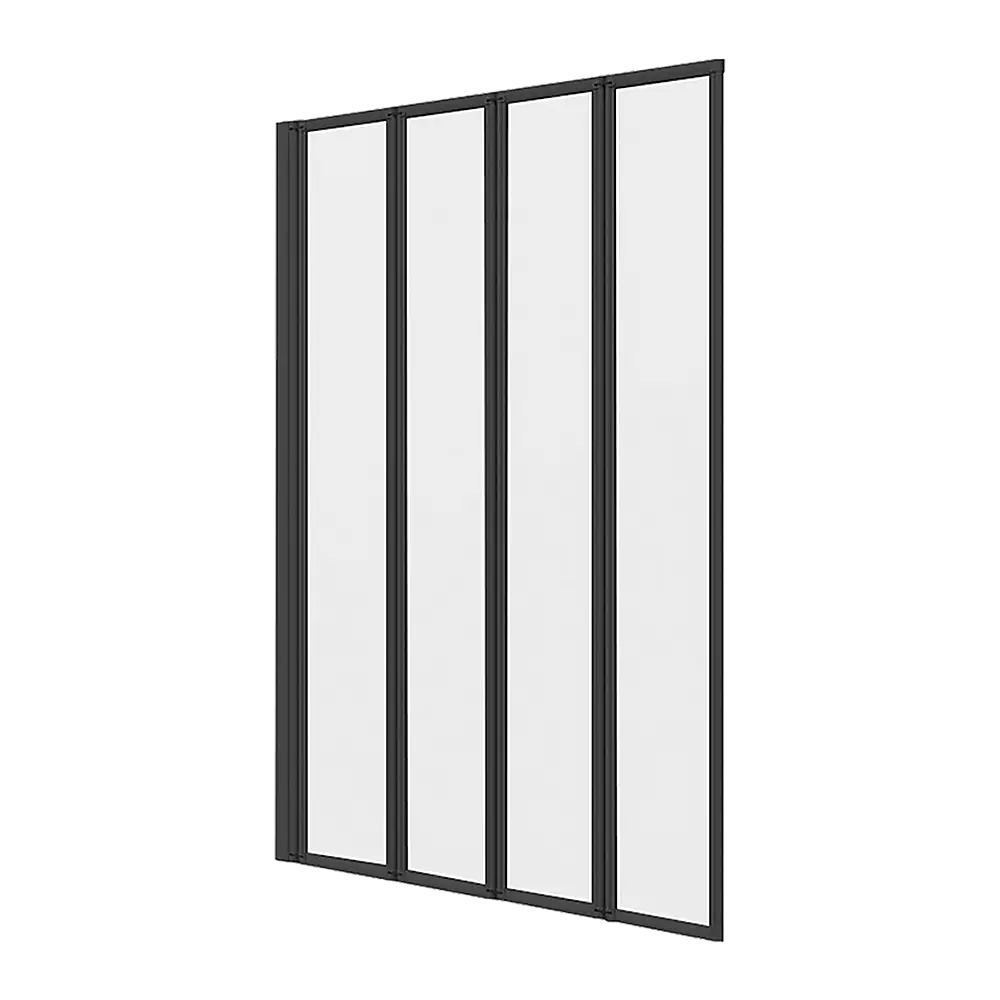 4 Fold Black Folding Bath Shower Screen Door Panel 1000 x 1400mm - Furniture > Bathroom > Shower Heads & Screens
