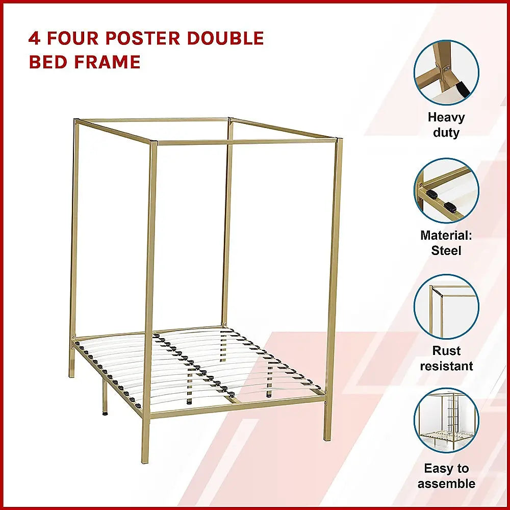 4 Four Poster Double Bed Frame - Furniture > Bedroom