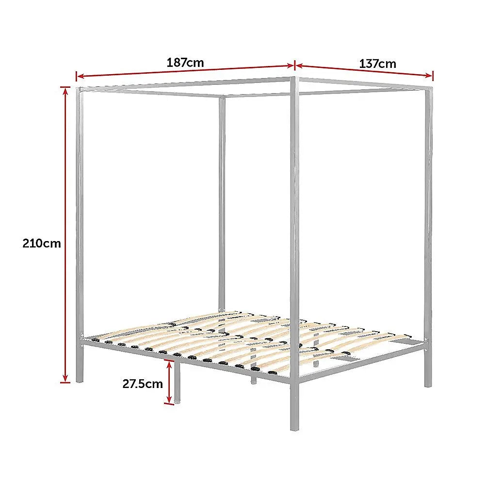 4 Four Poster Double Bed Frame - Furniture > Bedroom > Beds & Bed Frames