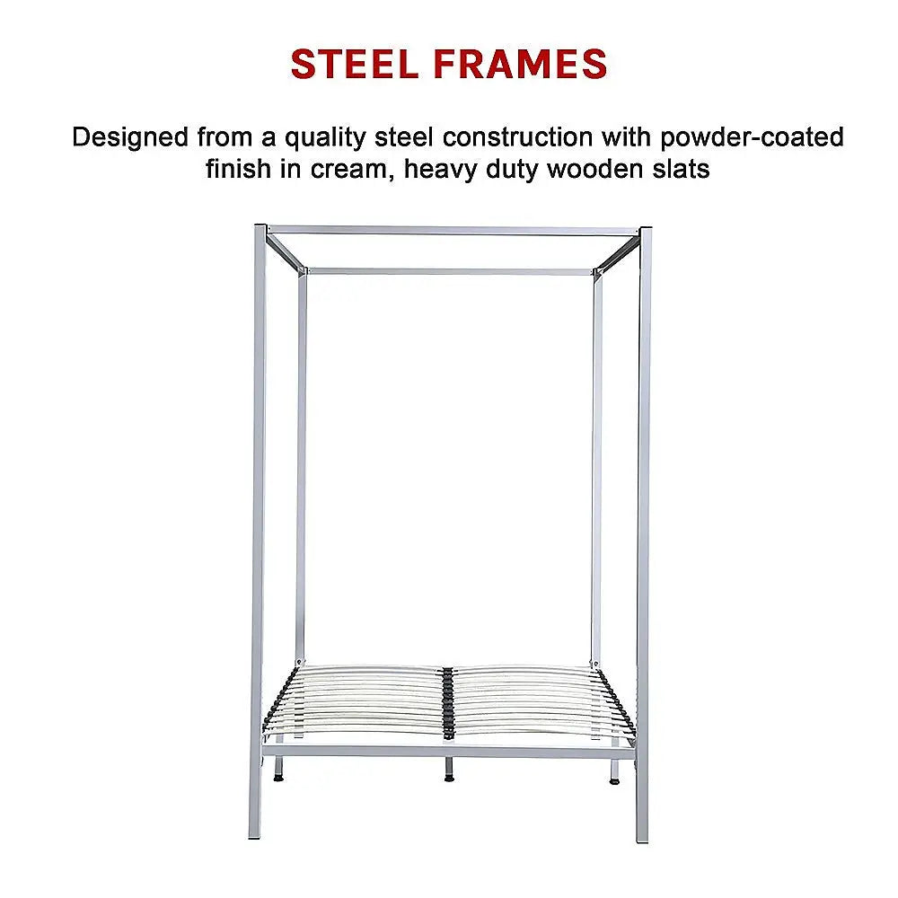 4 Four Poster Double Bed Frame - Furniture > Bedroom > Beds & Bed Frames