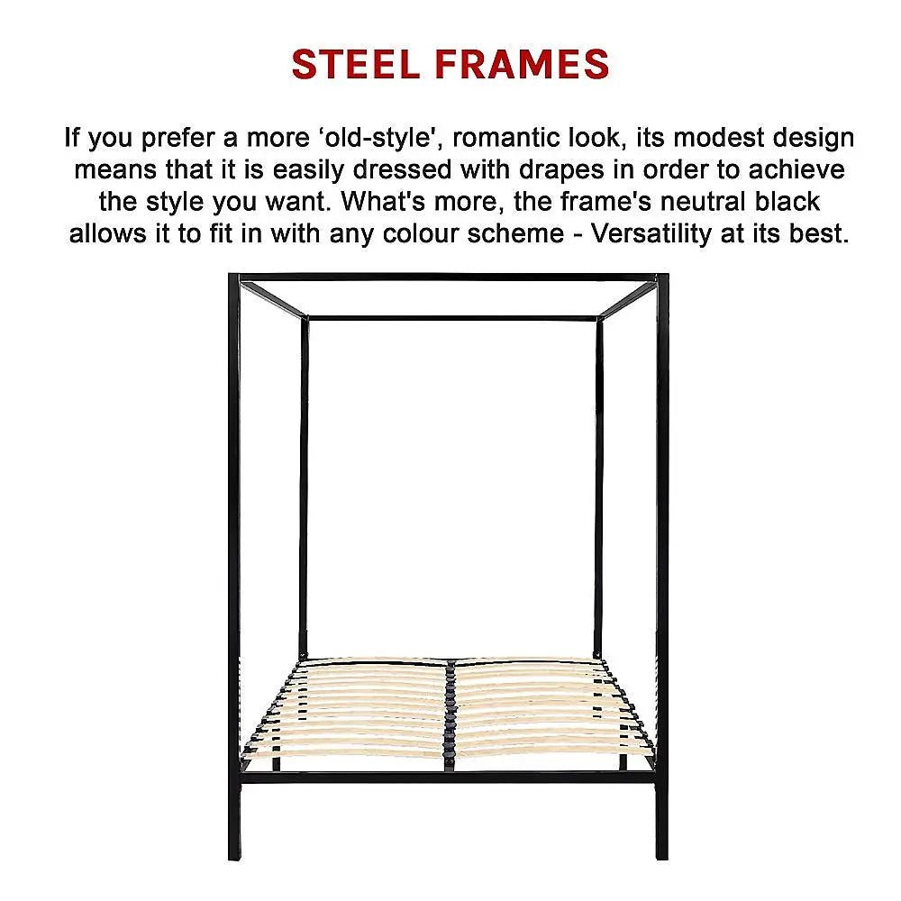 4 Four Poster Double Bed Frame - Furniture > Bedroom > Beds & Bed Frames