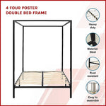 4 Four Poster Double Bed Frame - Furniture > Bedroom > Beds & Bed Frames