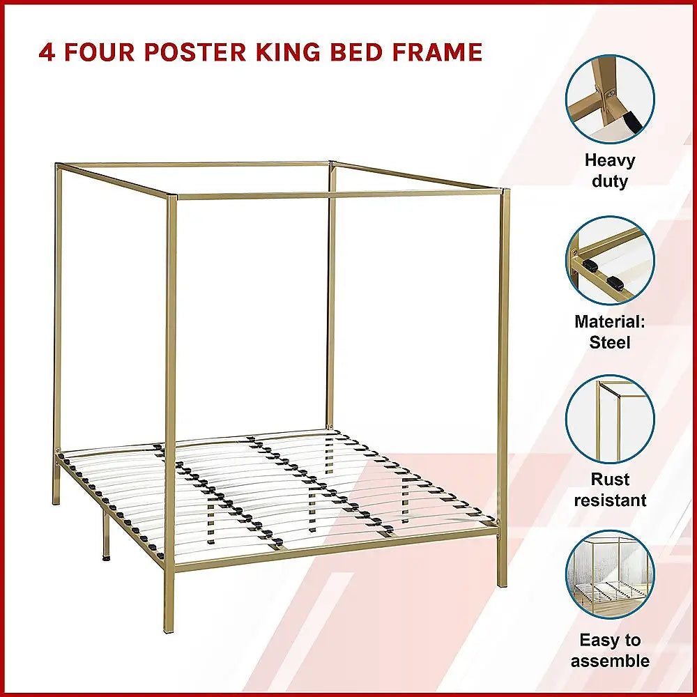 4 Four Poster King Bed Frame - Furniture > Bedroom