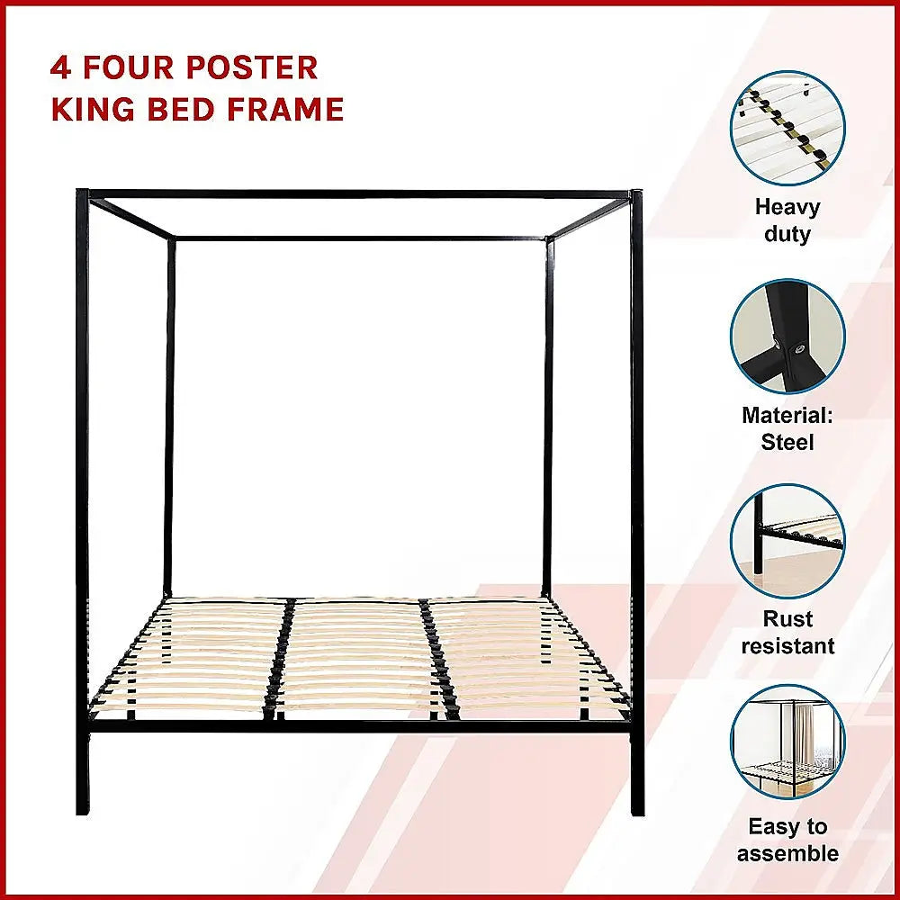 4 Four Poster King Bed Frame - Furniture > Bedroom > Beds & Bed Frames
