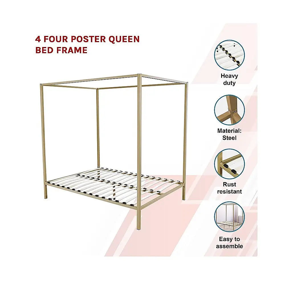 4 Four Poster Queen Bed Frame - Furniture > Bedroom