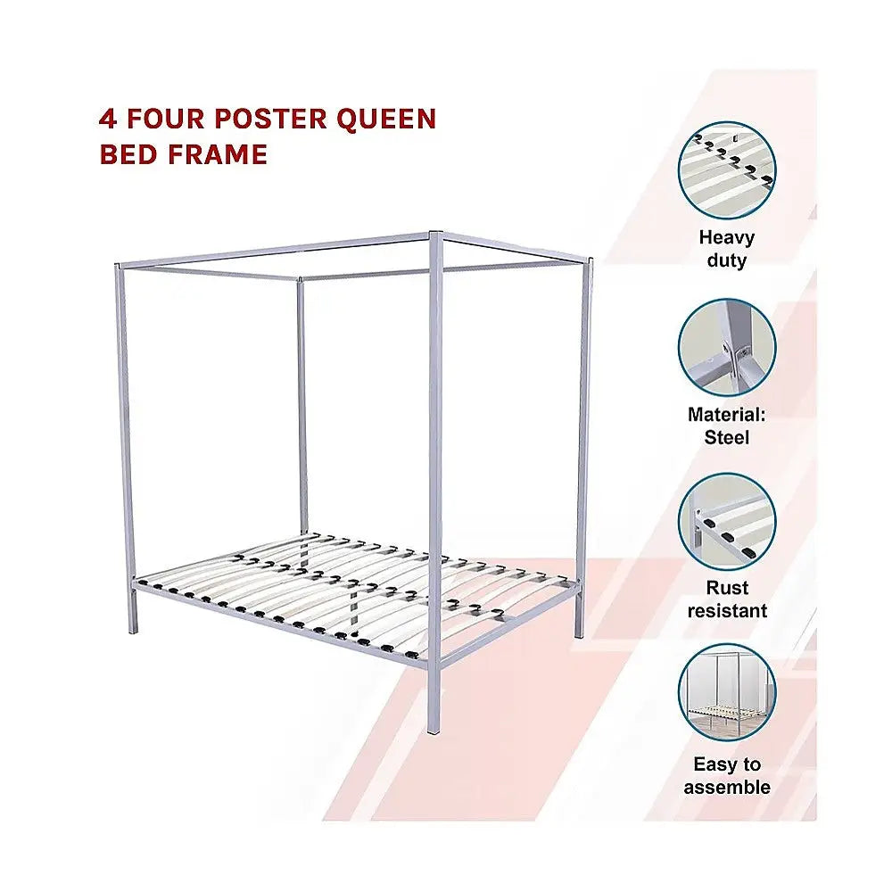4 Four Poster Queen Bed Frame - Furniture > Bedroom