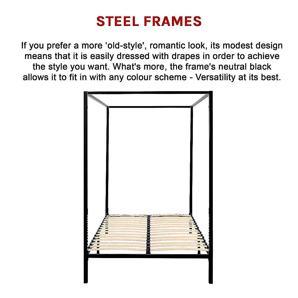 4 Four Poster Queen Bed Frame - Furniture > Bedroom > Beds & Bed Frames