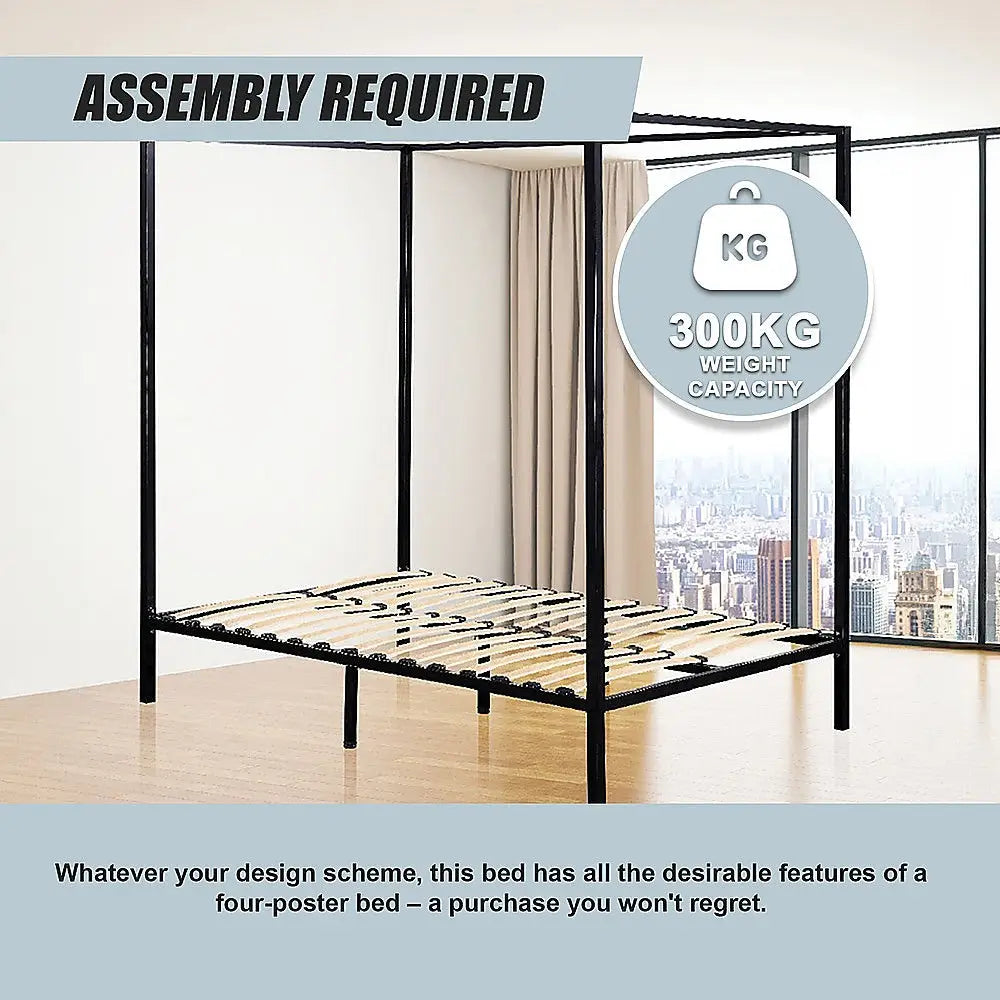4 Four Poster Queen Bed Frame - Furniture > Bedroom > Beds & Bed Frames